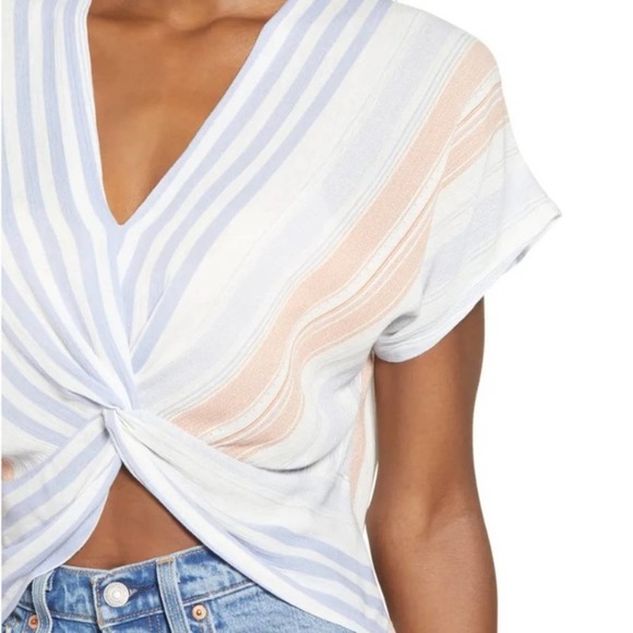 bishop + young Tops - Bishop + Young Serenity Stripe Twist Front Top Small